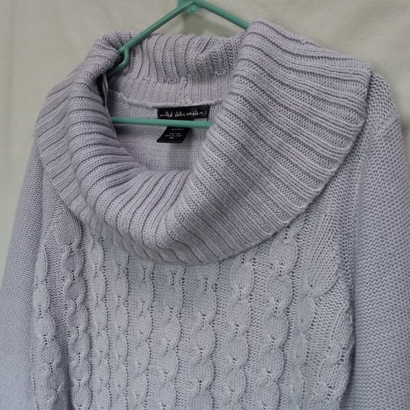United States Sweaters Pale Periwinkle Cable Knit Tunic Cowl Neck XL (T-348) - Picture 4 of 11